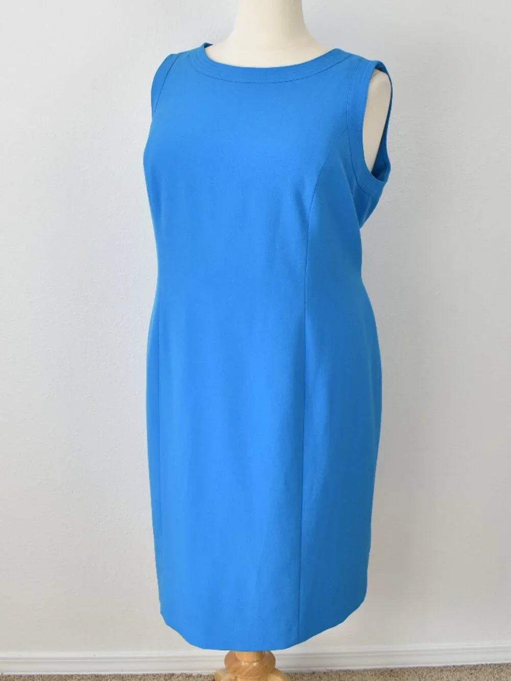 Kasper Sheath Boat Neck Dress Blue - 22W - Picture 4 of 8